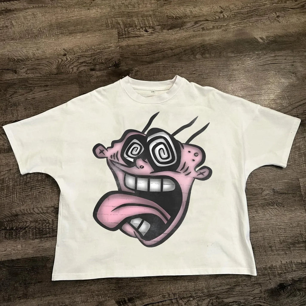 Chic American Anime Cartoon Street Hip-hop Cotton Men's Fashion Loose T-shirt Graphic T Shirts Streetwear Harajuku Unisex