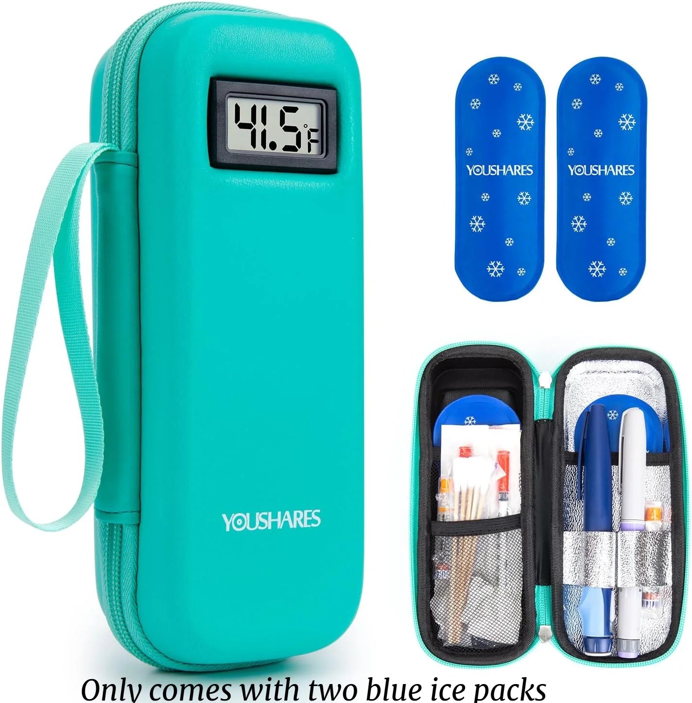 Insulin Cooler Travel Case, With Temperature Display - Refrigerated Medicine Cooling Bag, With 2 Tsa Approved Ice Bags, Medicine