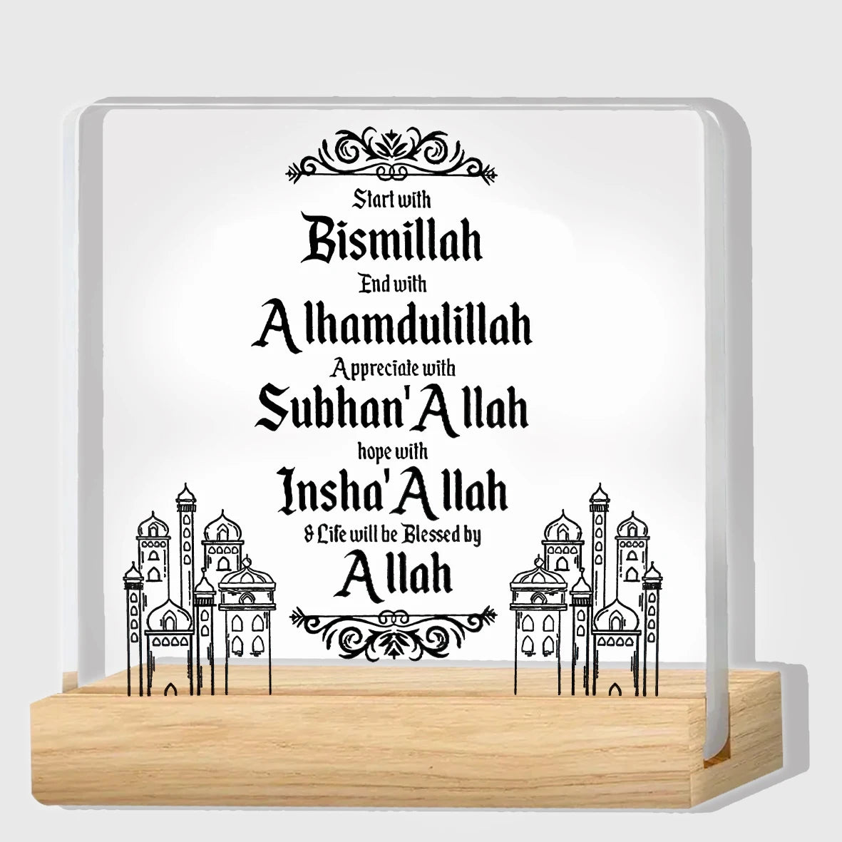 Eid Al Fitr Ramadan Birthday Wishes Crescent Moon Mosque Pattern Plaque Home Decor Wall Art Islamic Festive Decoration