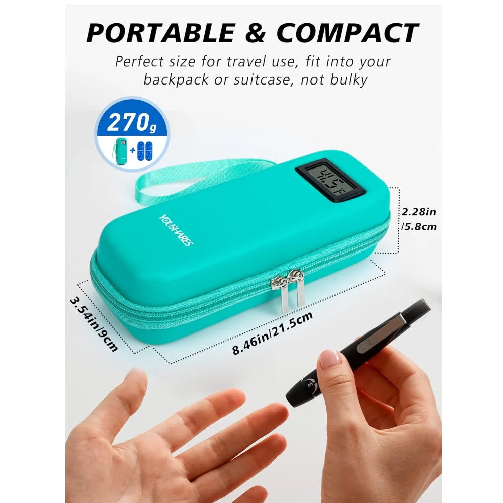 Insulin Cooler Travel Case, With Temperature Display - Refrigerated Medicine Cooling Bag, With 2 Tsa Approved Ice Bags, Medicine