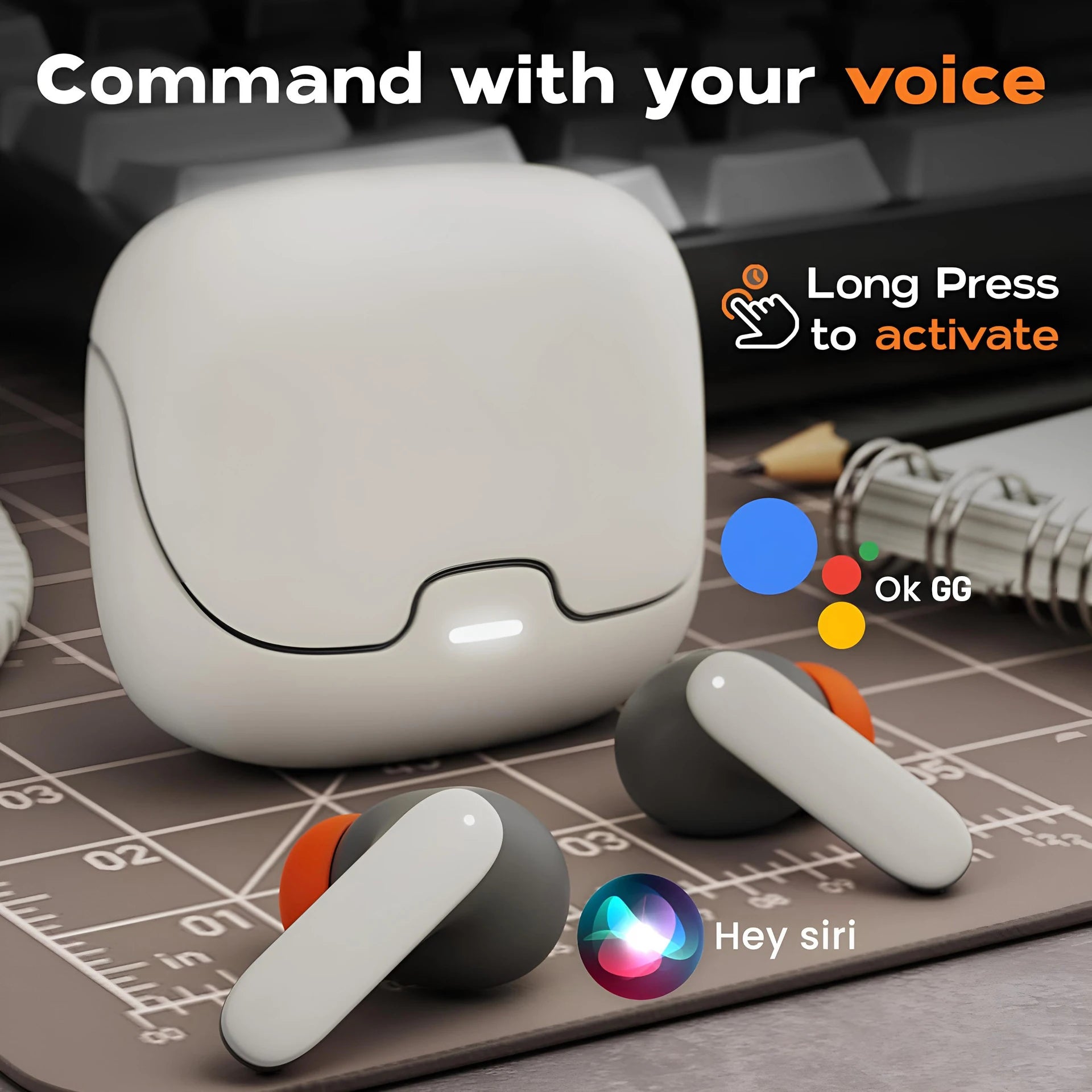 TWS Wireless Earphones 5.4 Bluetooth Ultra-low Latency Dual Microphone ENC Noise Cancelling in Ear Bluetooth Earphones