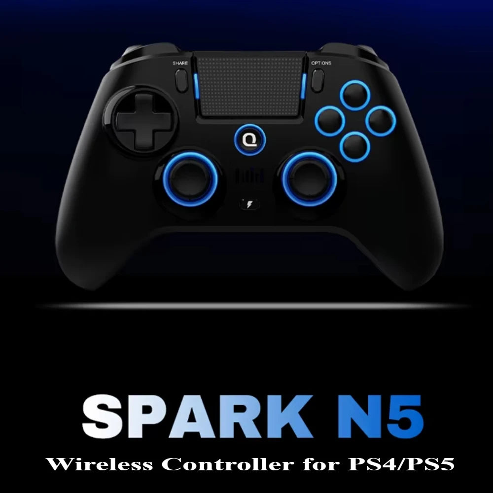 Original QRD Spark N5 Wireless Controller For PS4/PS3/PS2/IOS/Android/PC Hall Joystick Vibration Effect For PS5 Via Converter