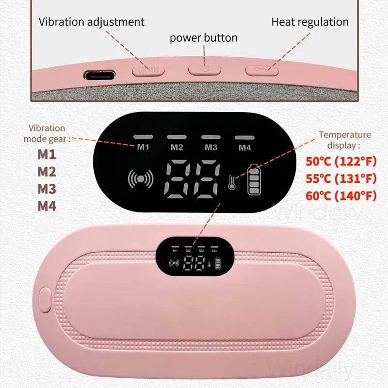 Electric Heating Pad Menstrual Cramp Massager Belt Women Period Care Hot Compress Device Vibration Abdominal Ulter Warmer Belt