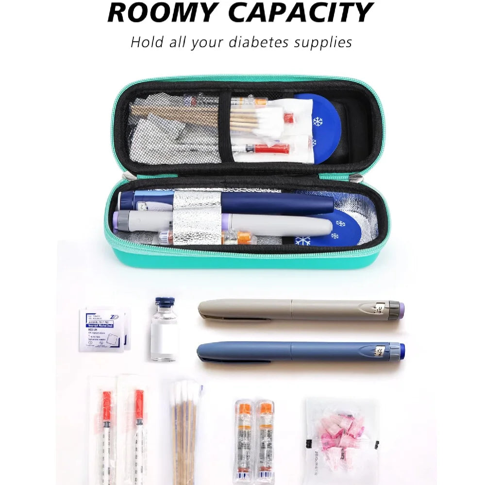 Insulin Cooler Travel Case, With Temperature Display - Refrigerated Medicine Cooling Bag, With 2 Tsa Approved Ice Bags, Medicine