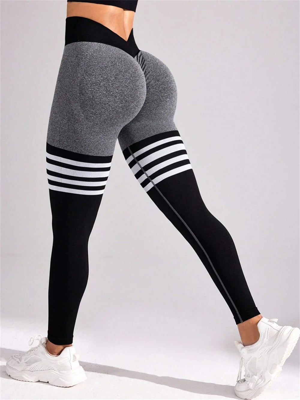 Women Seamless Stripe Yoga Pants High Waist Sexy Tummy Control Scrunch Butt Lifting GYM Workout Leggings Sports Fitness Clothing