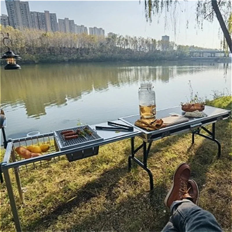 Portable Folding Camping Table with Storage Box