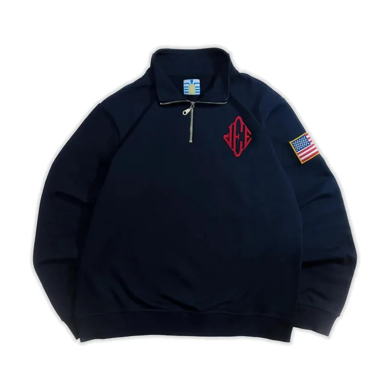 Men Y2K Retro Pullover Hoodie American Embroidery Pattern Sweatshirt Vintage Casual Streetwear Oversized Coat Clothing