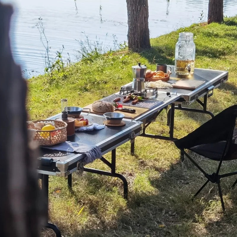 Portable Folding Camping Table with Storage Box