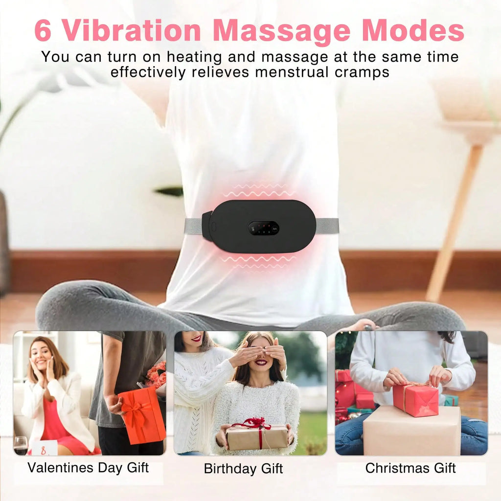 COSYGLOW Pink Cordless Menstrual Heating Pad - 6 Heat Levels, 6 Massage Modes, Portable Cramp Relief Massager