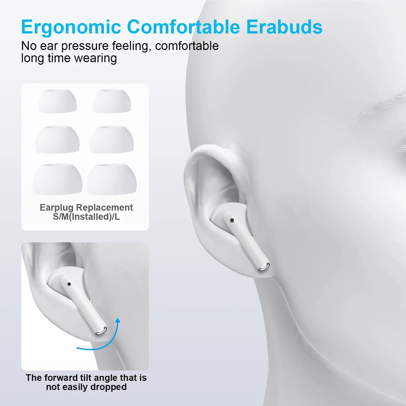 Portable Wireless Audio Headset Bluetooth 5.4 Earphones 3D Stereo Wireless EarBuds with USB-C Charging Case Sports, Audio Calls
