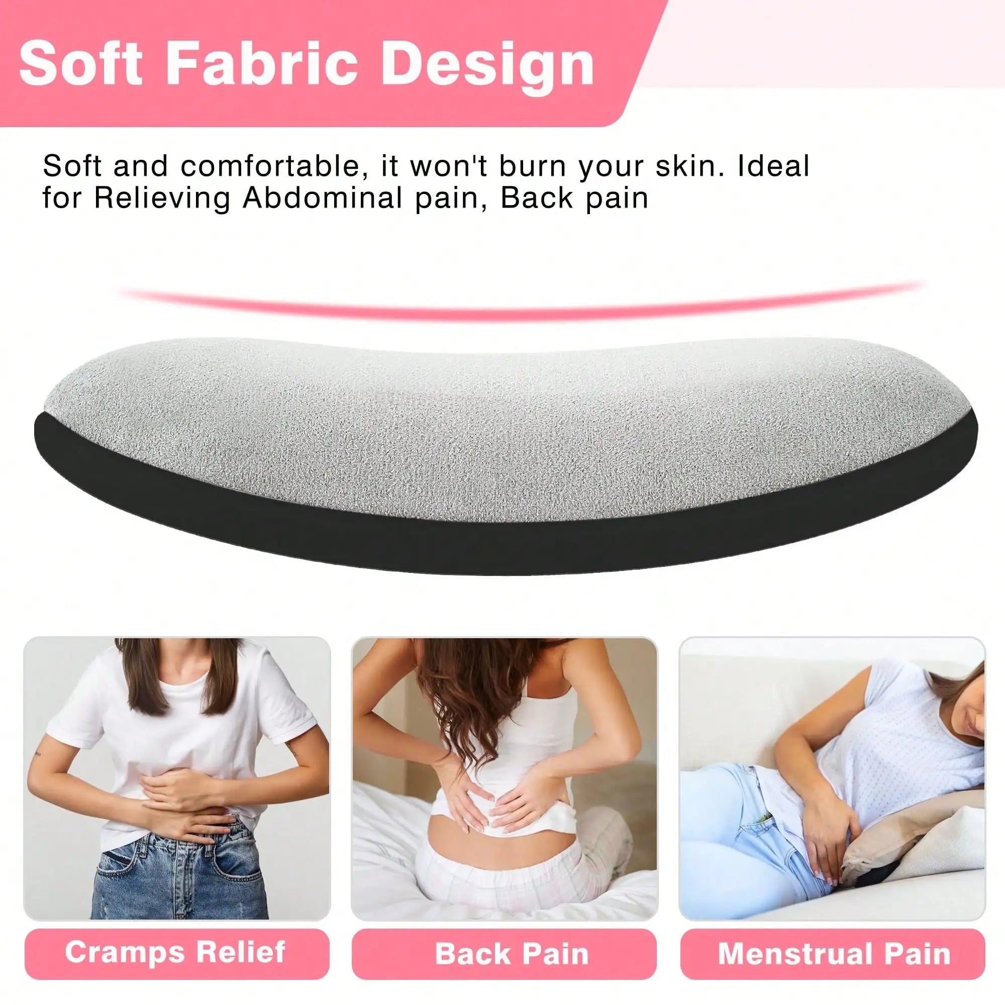 COSYGLOW Pink Cordless Menstrual Heating Pad - 6 Heat Levels, 6 Massage Modes, Portable Cramp Relief Massager