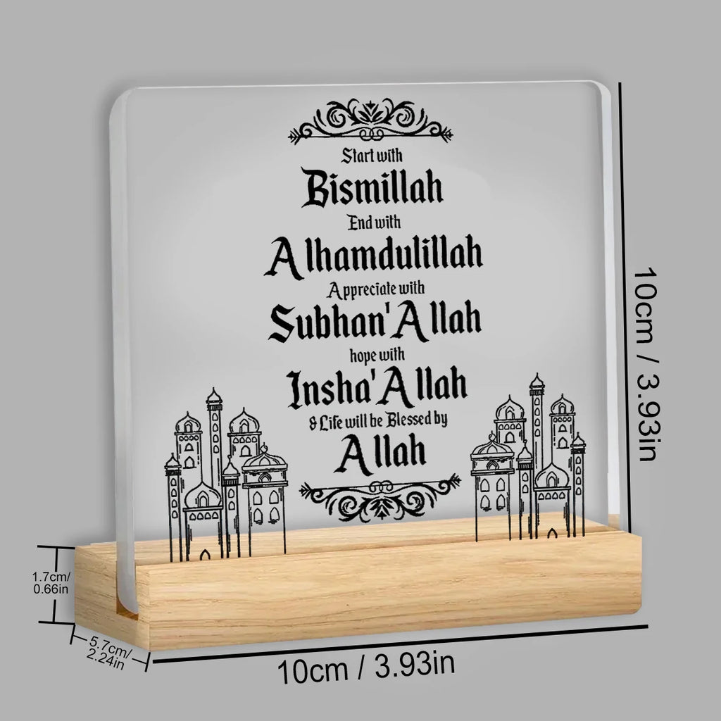 Eid Al Fitr Ramadan Birthday Wishes Crescent Moon Mosque Pattern Plaque Home Decor Wall Art Islamic Festive Decoration