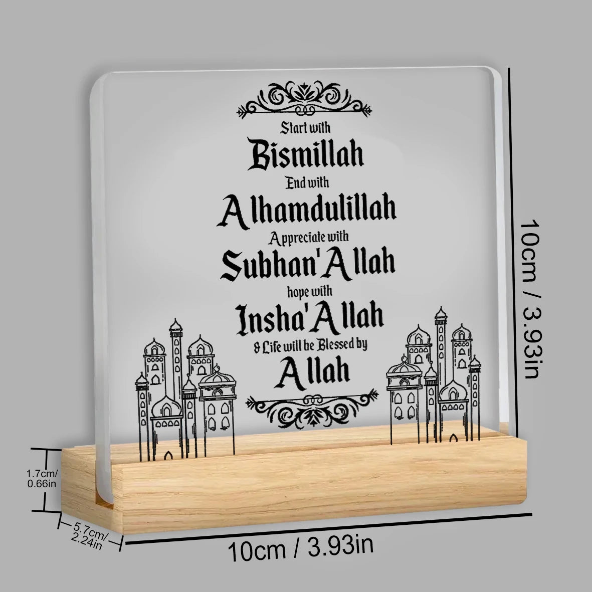 Eid Al Fitr Ramadan Birthday Wishes Crescent Moon Mosque Pattern Plaque Home Decor Wall Art Islamic Festive Decoration