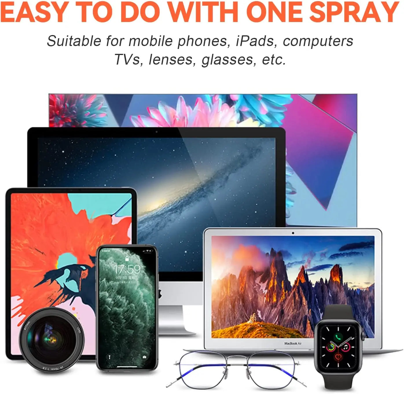 2 In 1 Phone Screen Cleaner Spray Portable Tablet Mobile Phone Touch Screen Cleaner Microfiber Cloth Set Glass Cleaning Artifact