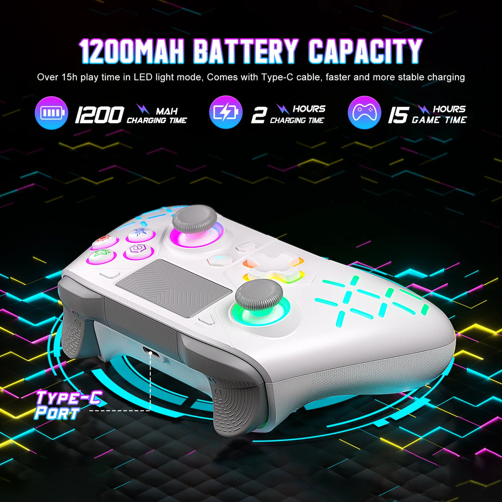 GAMROMBO Game Controller for PlayStation 5/PS5/PS4/PC/iOS/Switch Console W/RGB Turbo Dual Vibration 6-Axis Gyro Wireless Gamepad