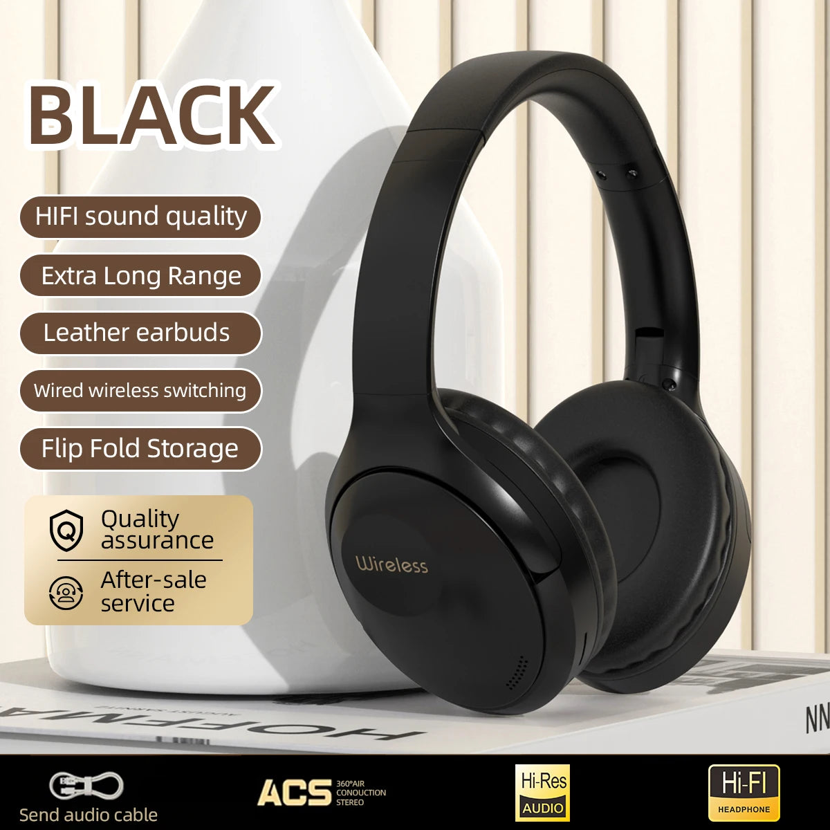 Wireless Gaming Headset with Surround Sound & Mic