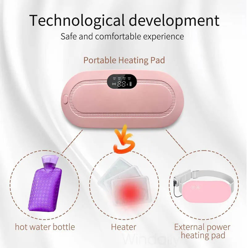Electric Heating Pad Menstrual Cramp Massager Belt Women Period Care Hot Compress Device Vibration Abdominal Ulter Warmer Belt