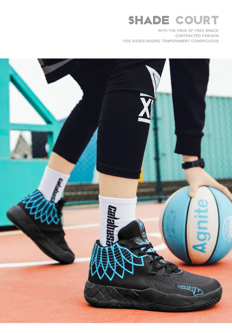 Three-ball generation Lamelo Ball basketball shoes Yin-yang high-top practical youth student basketball shoes men's sports shoes