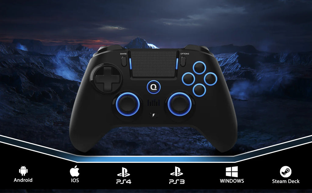 Original QRD Spark N5 Wireless Controller For PS4/PS3/PS2/IOS/Android/PC Hall Joystick Vibration Effect For PS5 Via Converter