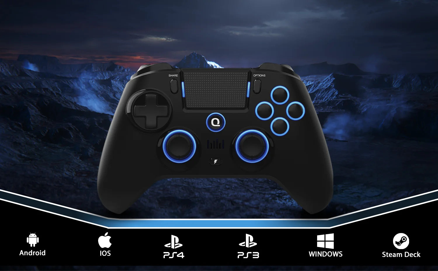 Original QRD Spark N5 Wireless Controller For PS4/PS3/PS2/IOS/Android/PC Hall Joystick Vibration Effect For PS5 Via Converter