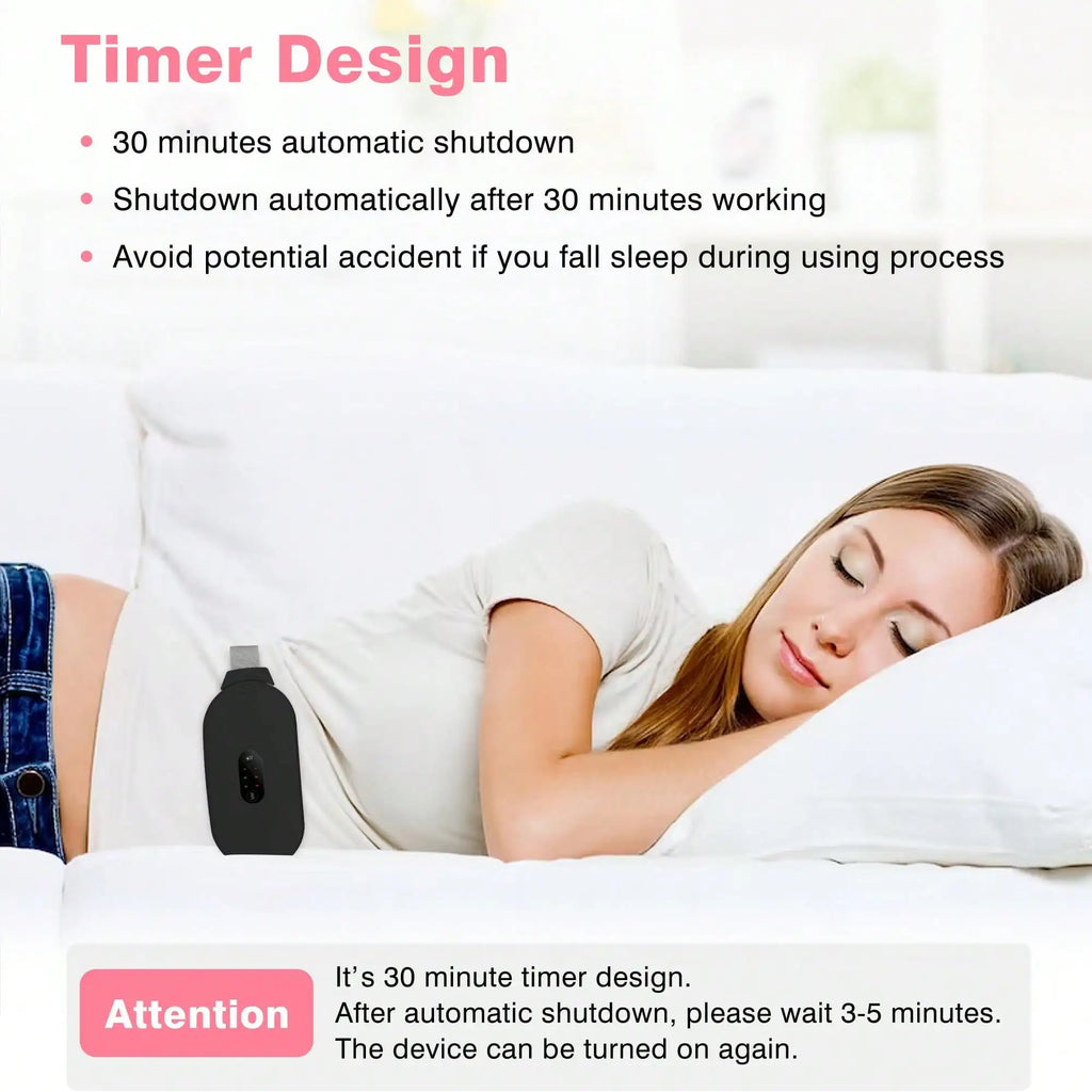 COSYGLOW Pink Cordless Menstrual Heating Pad - 6 Heat Levels, 6 Massage Modes, Portable Cramp Relief Massager