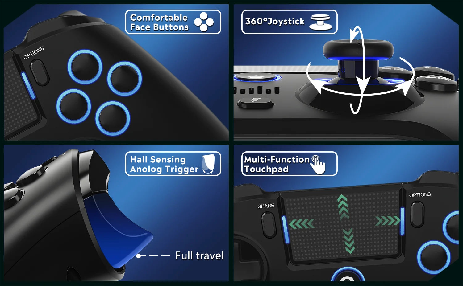 Original QRD Spark N5 Wireless Controller For PS4/PS3/PS2/IOS/Android/PC Hall Joystick Vibration Effect For PS5 Via Converter