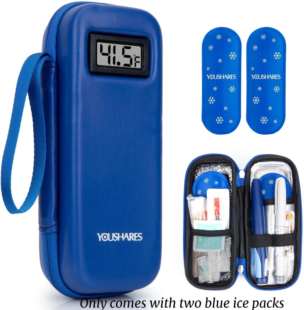 Insulin Cooler Travel Case, With Temperature Display - Refrigerated Medicine Cooling Bag, With 2 Tsa Approved Ice Bags, Medicine