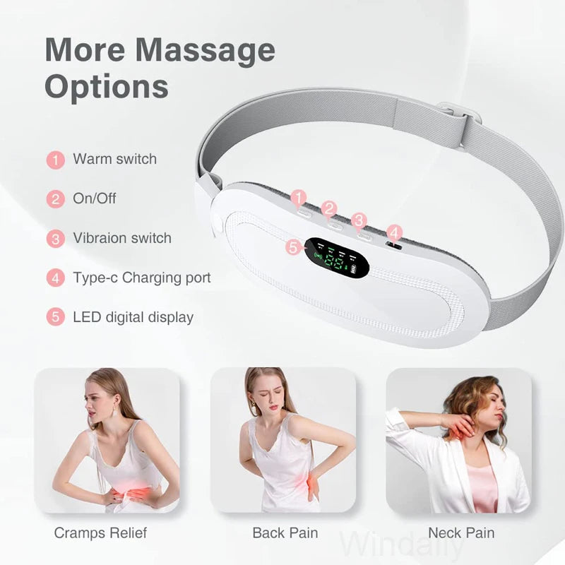 Electric Heating Pad Menstrual Cramp Massager Belt Women Period Care Hot Compress Device Vibration Abdominal Ulter Warmer Belt