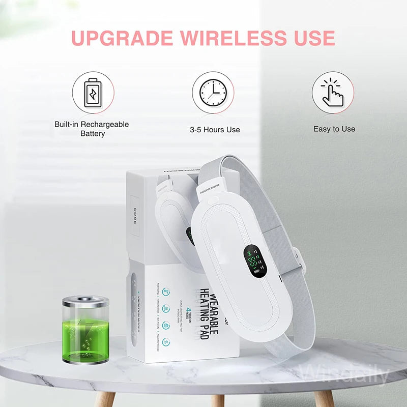 Electric Heating Pad Menstrual Cramp Massager Belt Women Period Care Hot Compress Device Vibration Abdominal Ulter Warmer Belt