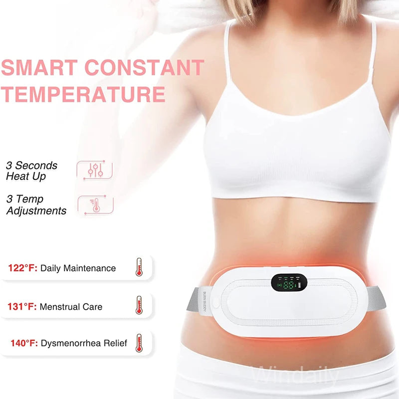 Electric Heating Pad Menstrual Cramp Massager Belt Women Period Care Hot Compress Device Vibration Abdominal Ulter Warmer Belt