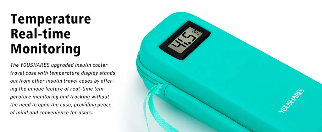 Insulin Cooler Travel Case, With Temperature Display - Refrigerated Medicine Cooling Bag, With 2 Tsa Approved Ice Bags, Medicine