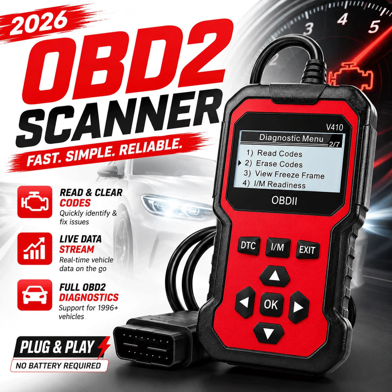 V410 OBD2 Car Diagnostic Scanner Tool