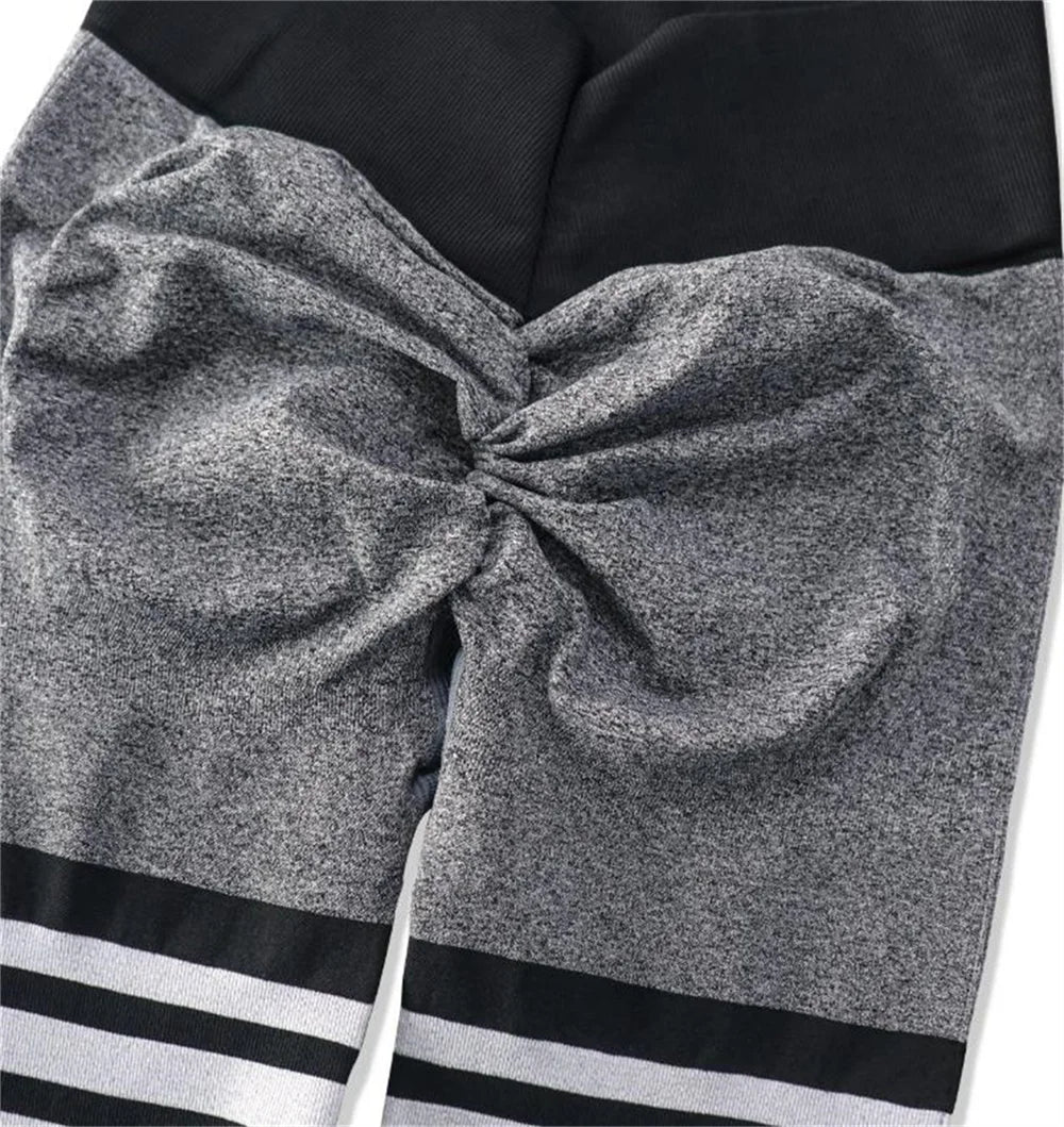 Women Seamless Stripe Yoga Pants High Waist Sexy Tummy Control Scrunch Butt Lifting GYM Workout Leggings Sports Fitness Clothing