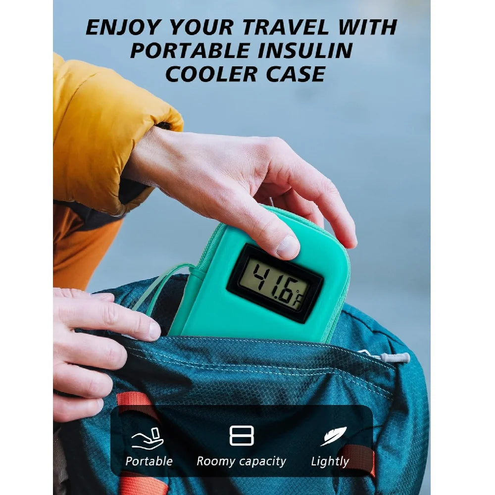 Insulin Cooler Travel Case, With Temperature Display - Refrigerated Medicine Cooling Bag, With 2 Tsa Approved Ice Bags, Medicine