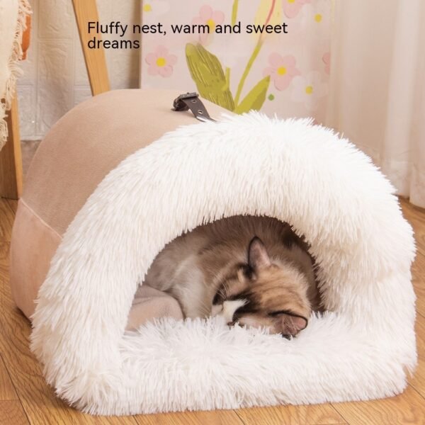 Portable Warm Plush Pet Nest Soft, Cozy & Washable Sleeping Bed for Cats & Dogs