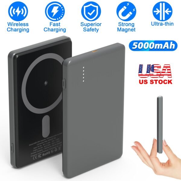 5000mAh Ultra Slim 8mm MagSafe Wireless Power Bank PD20W Magnetic Fast Charger