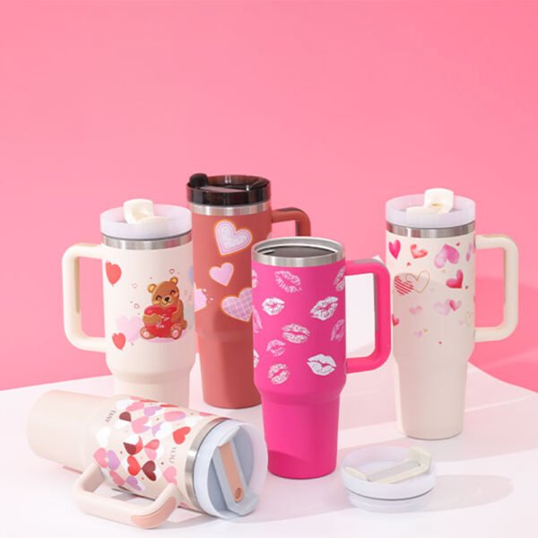 40 oz Insulated Stainless Steel Tumbler with Handle & Straw Spill Proof Vacuum Travel Mug