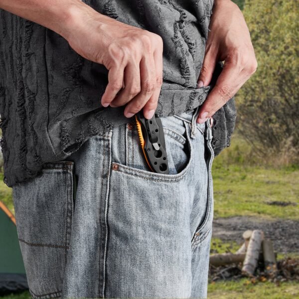 Folding Pocket Knife Sharp MoV Steel Blade & Lightweight Aluminum Handle EDC Knife